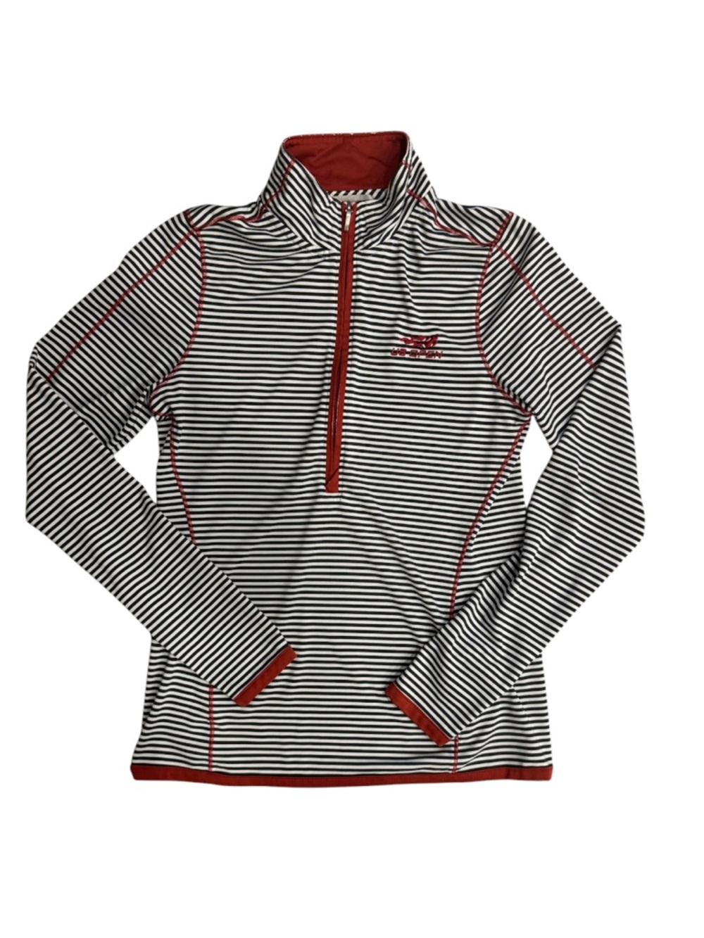 Cutter and Buck US Open Striped Half-Zip Quarter Zip Pullover with Red Trim XS